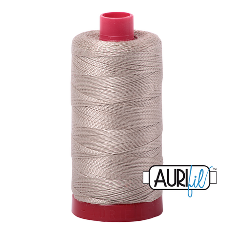 Rope Beige 5011 Aurifil 12wt Thread - 325M Spool 100% Cotton 2ply Italian Thread