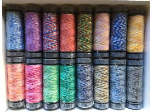 Aurifil 28wt 100% Cotton Thread Variegated Bundle 16 x 100M Spools Pack