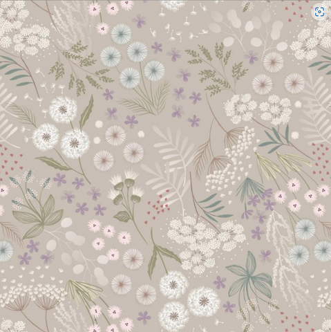 Lewis & Irene Natural Meadow Fairy Plants Print 108 inches wide x 2.0 metre length - WX8773