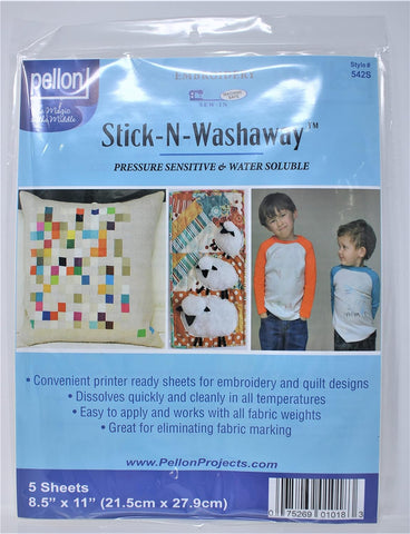 Pellon 542 Stick-N-Washaway™ Stabilizer - Pack 5 Sheets 8 1/2" x 11"