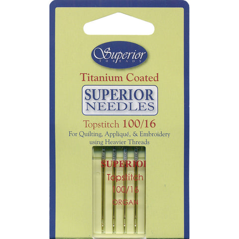 Superior Titanium-coated Topstitch # 100/16 Machine Needles - 5 Pack