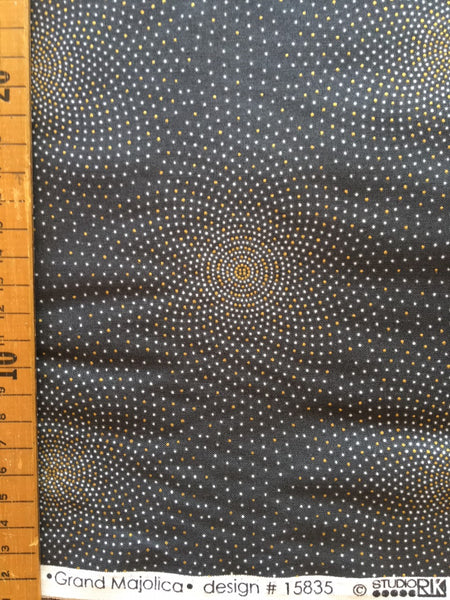 $6.00 Half Yard Cut - Grand Majolica Dots on Charcoal by Robert Kaufman #15835